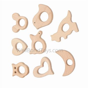 Natural Beech Wood Teething Baby Nursing Chewable Teether Jewelry Making